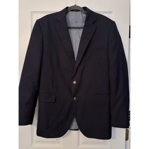 Stafford Executive Navy Blazer Jacket Gold Buttons 44R Wool Blend Preppy Classic